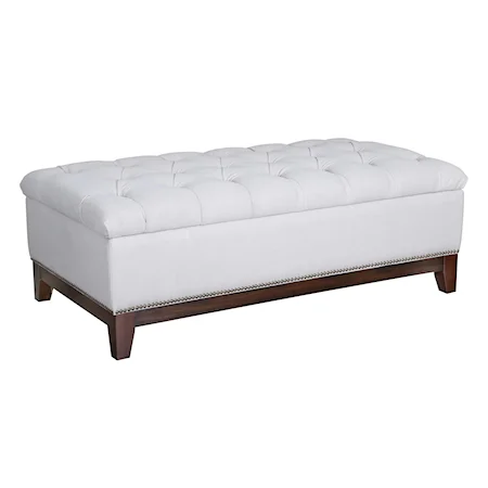 Contemporary Storage Ottoman with Tufting and Nail Head Trim